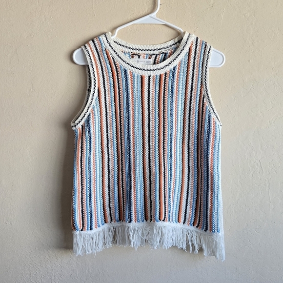 Lou & Grey Tops - Lou & Grey For Loft Fringe Striped Multicolor Boho Style Tank Size Small